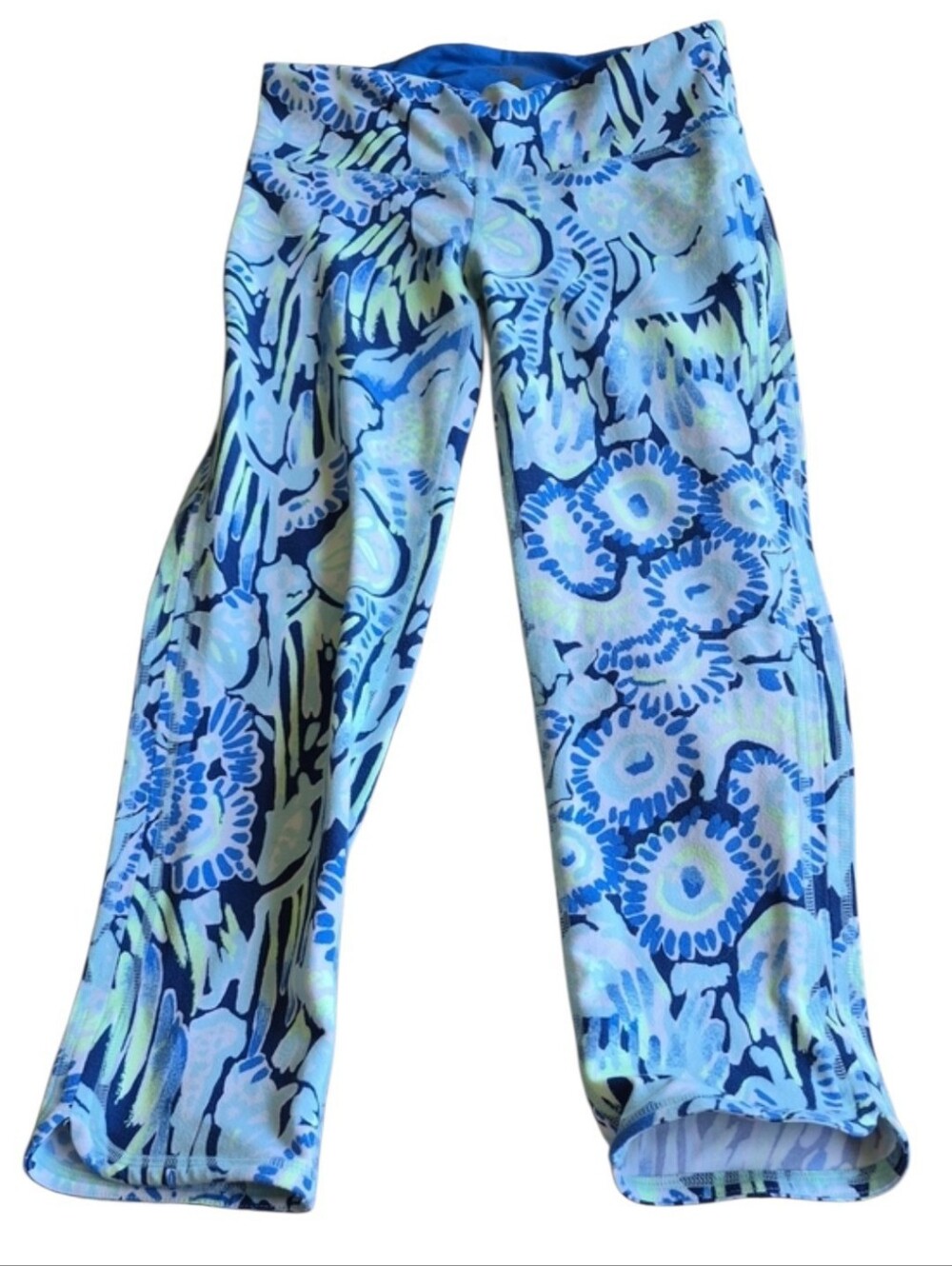 Lilly Pulitzer Luxletic Size XS Blue Printed Crop Leggings Stretchy Athletic